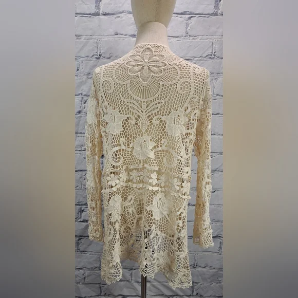 Vintage 90s Women's Crochet Open Knit Cardigan Nature Designs Mexico One Size - Picture 9 of 16